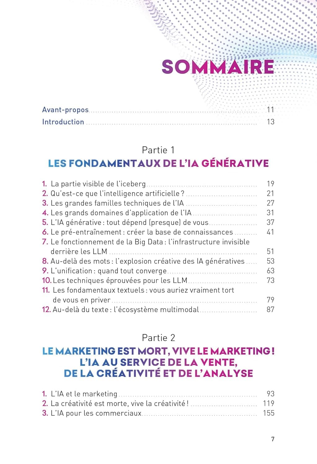 Sommaire du livre, partie 1