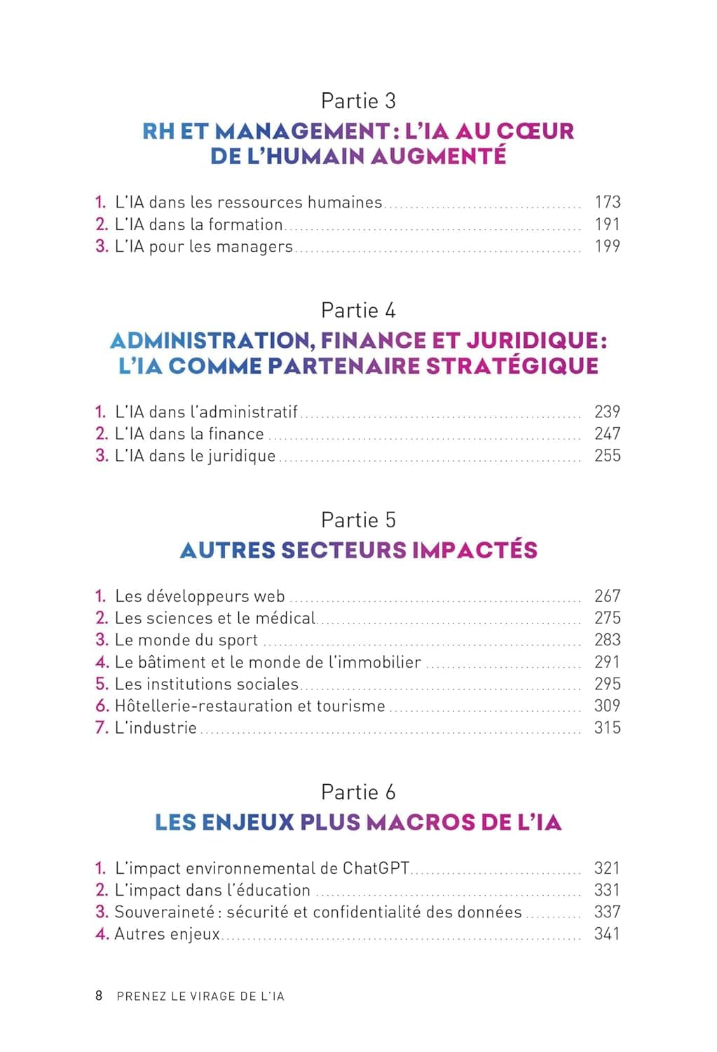 Sommaire du livre, partie 2