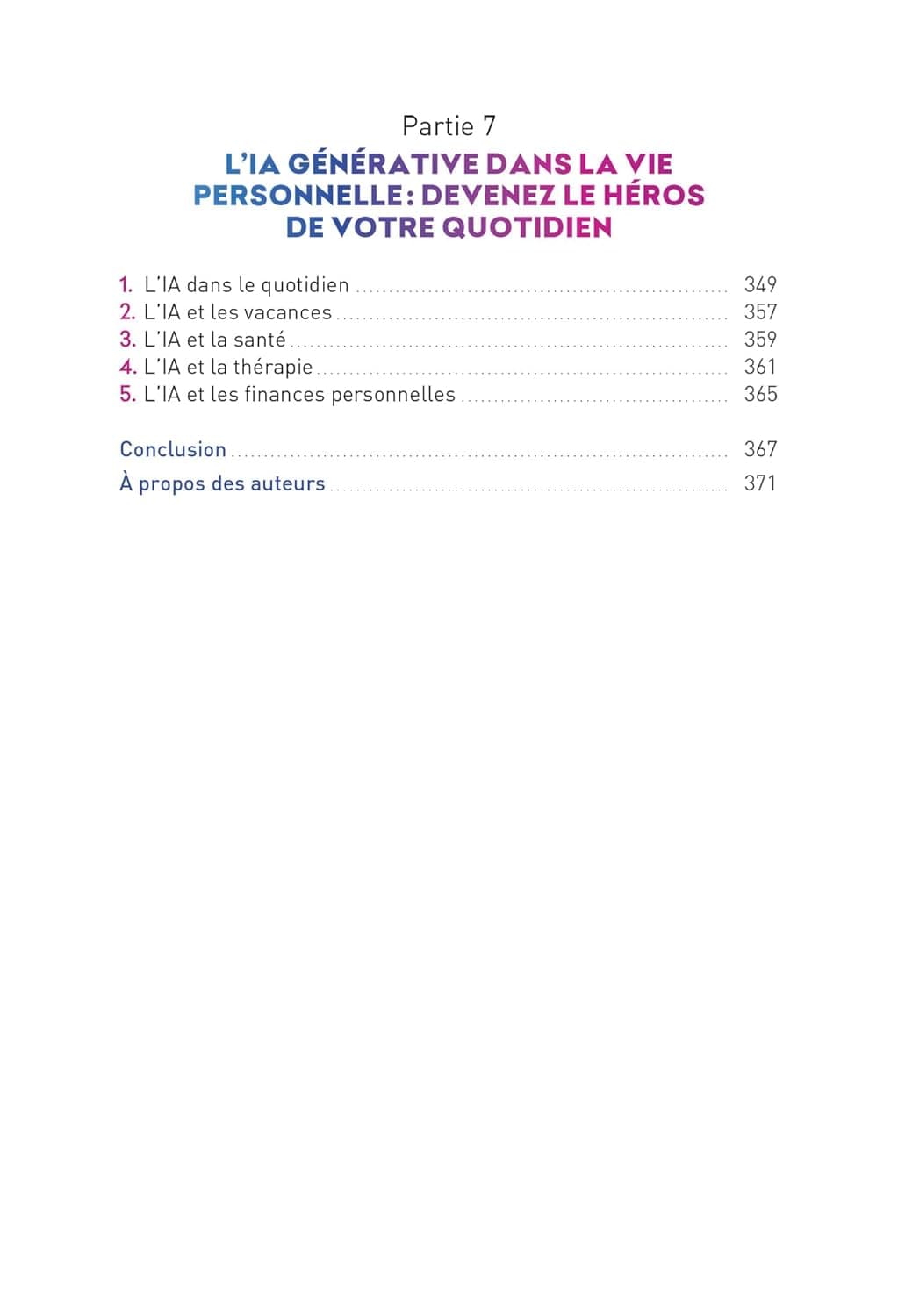 Sommaire du livre, partie 3